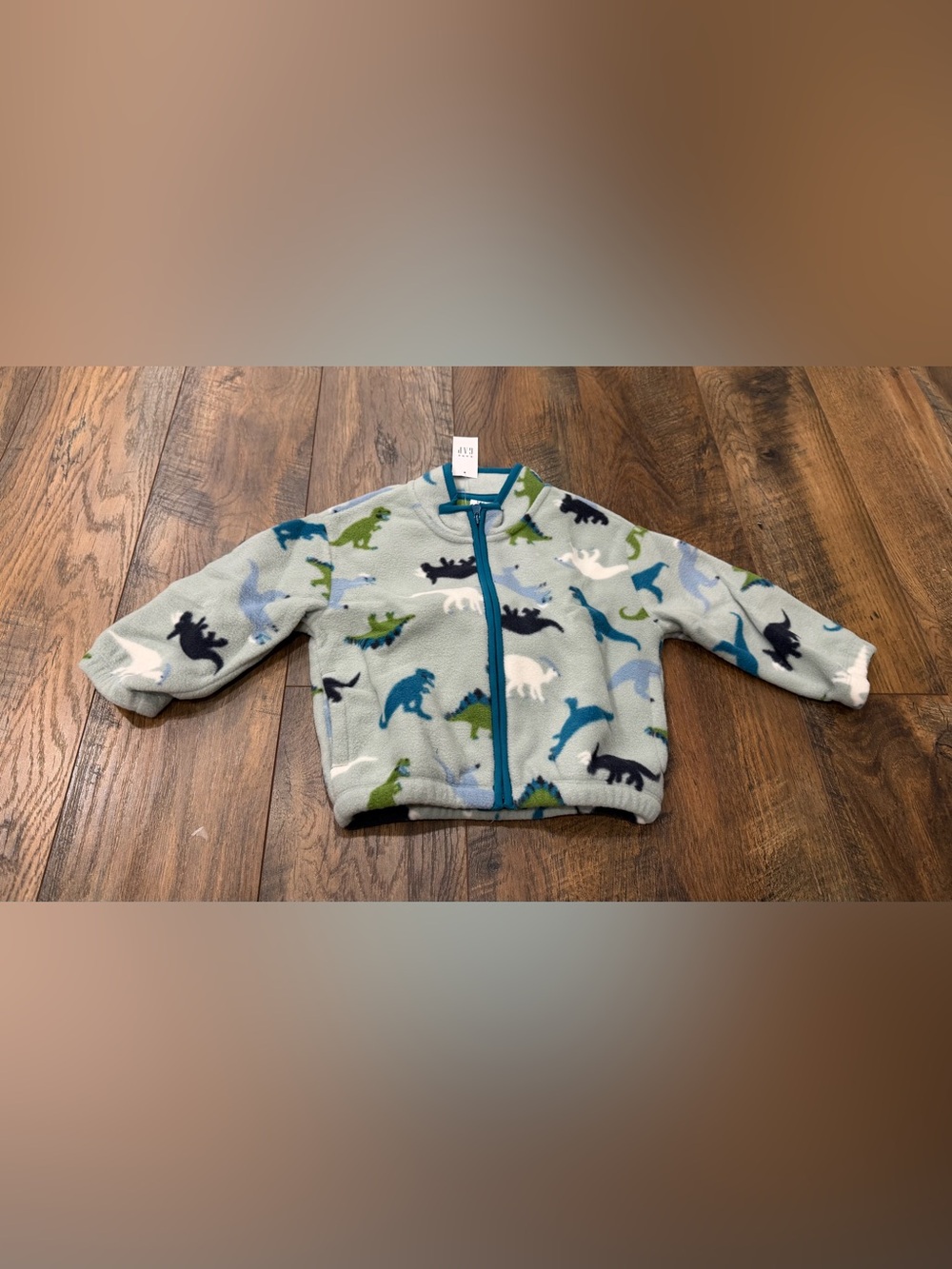 Baby Gap Boy's Dinosaur Zip Up Fleece Jacket, Size 18-24 Months, Blue, NEW - Picture 2 of 4